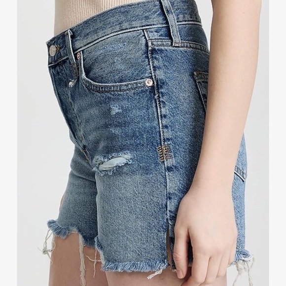 Free People • We The Free • Makai Distressed Denim Cutoff Button Fly Shorts - Picture 3 of 10